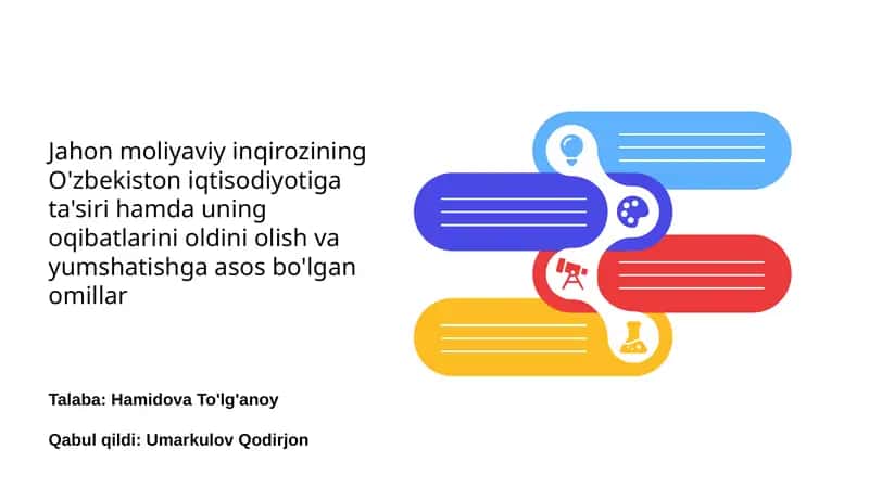 Jahon moliyaviy inqirozi O‘zbekiston iqtisodiyotiga ta'siri hamda uning oqibatlarini oldini olish va yumshatishga asos bo'lgan omillar 1