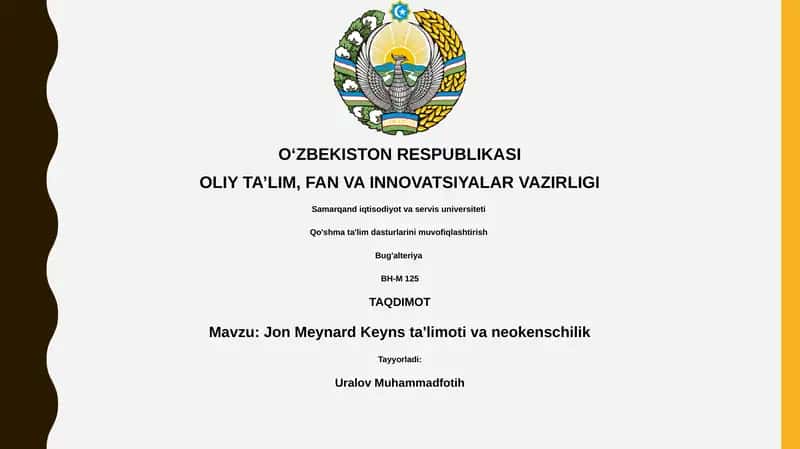Jon Meynard Keyns ta'limoti va neokenschilik 1
