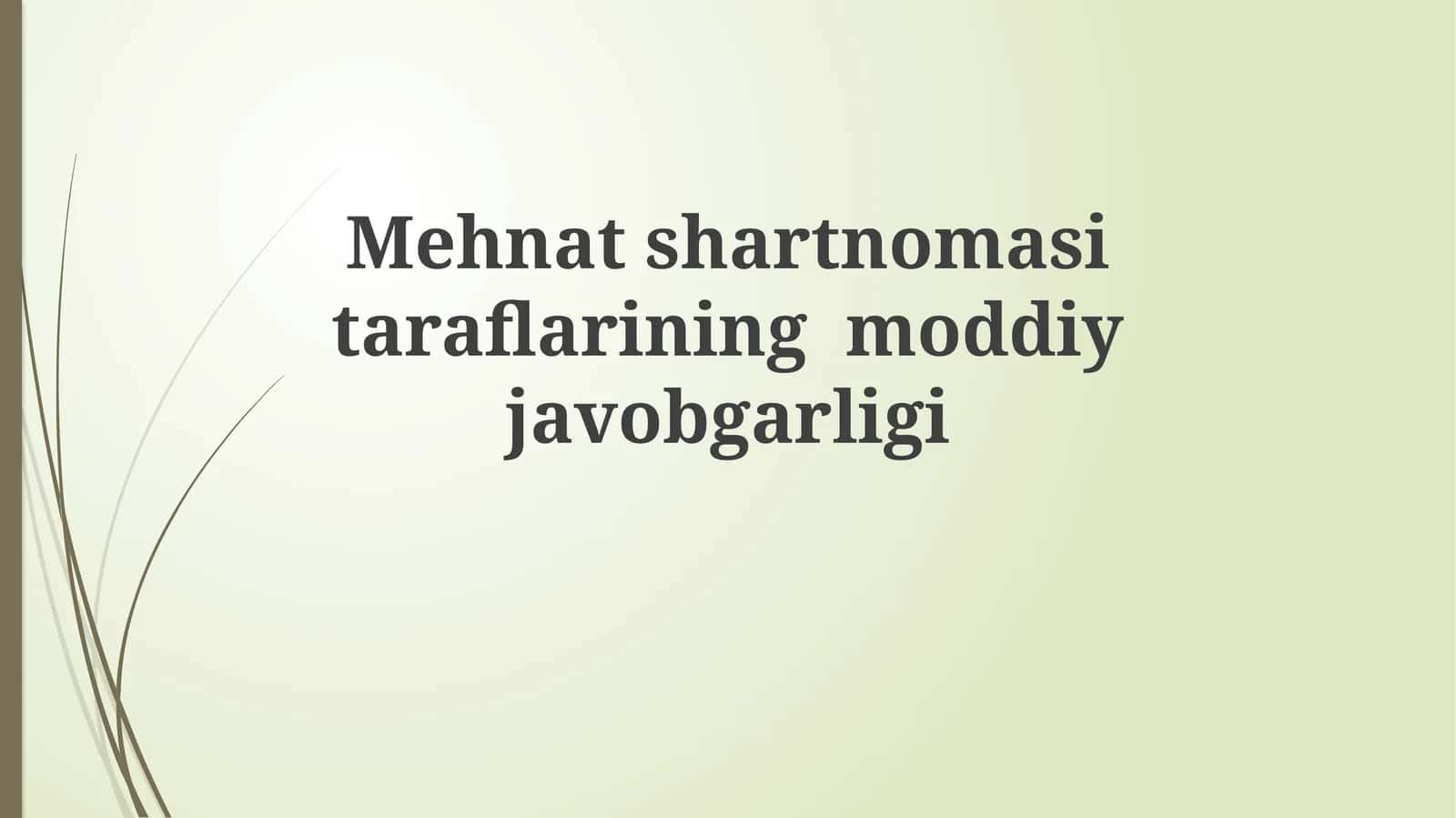 Mehnat shartnomasi taraflarining moddiy javobgarligi 1