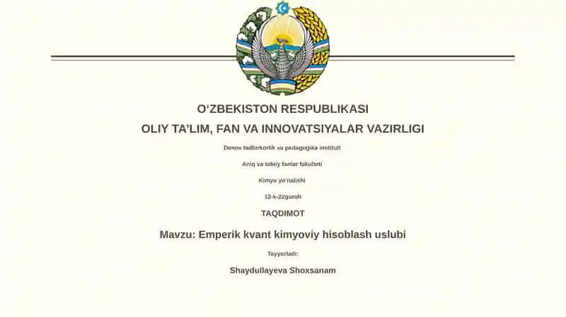 Emperik kvant kimyoviy hisoblash uslubi