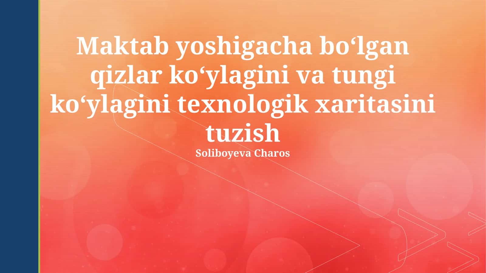 Maktabgacha yoshdagi qizlar liboslari va tuniklari uchun texnologik xarita ishlab chiqish 1