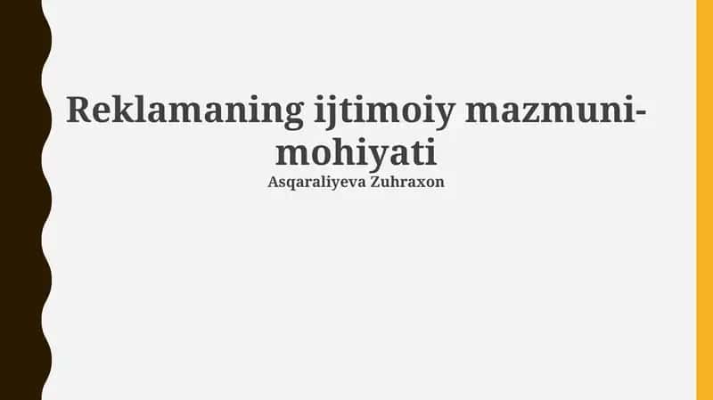 Reklamaning ijtimoiy mazmuni-mohiyati 1