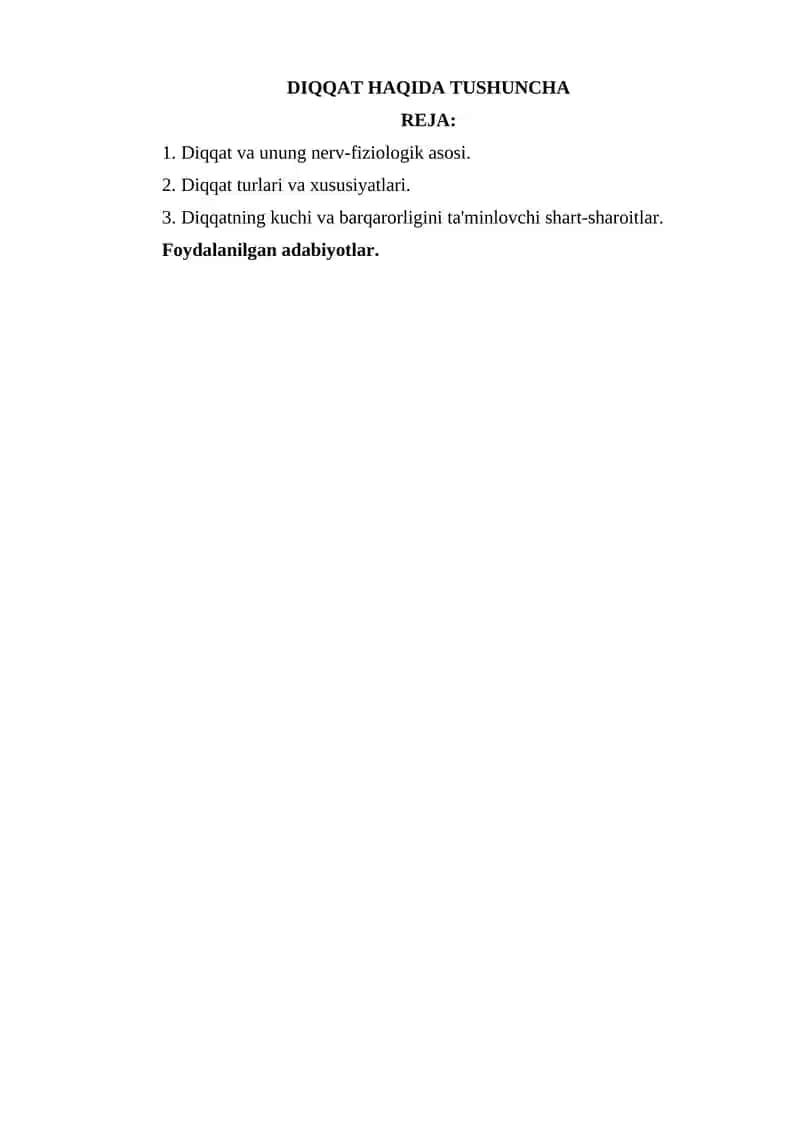 Diqqat va unung nerv-fiziologik asosi