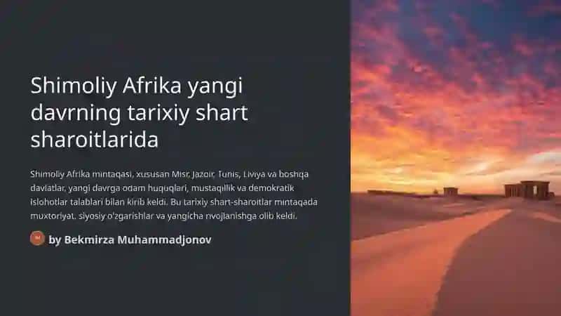 Shimoliy Afrika yangi davrning tarixiy shart sharoitlarida