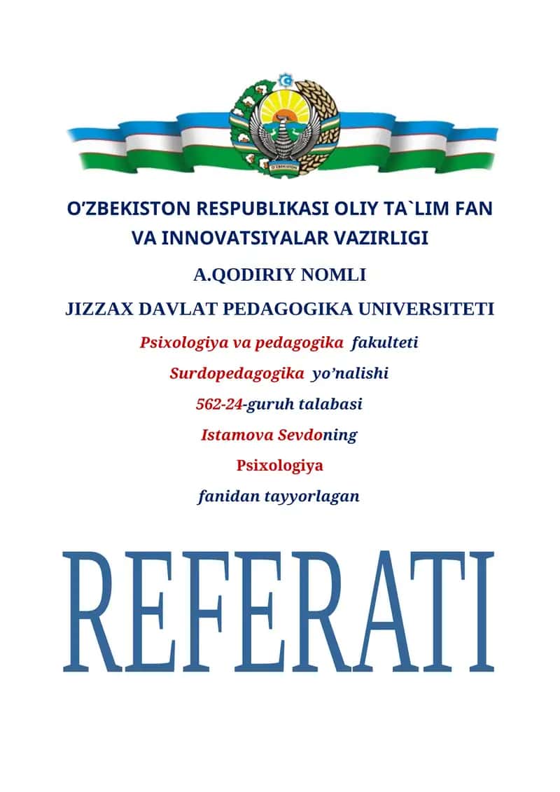 ONTOGENEZNING ILK BOSQICHLARIDA INSONNING PSIXIK RIVOJLANISHIGA XOS XUSUSIYATLAR. 1