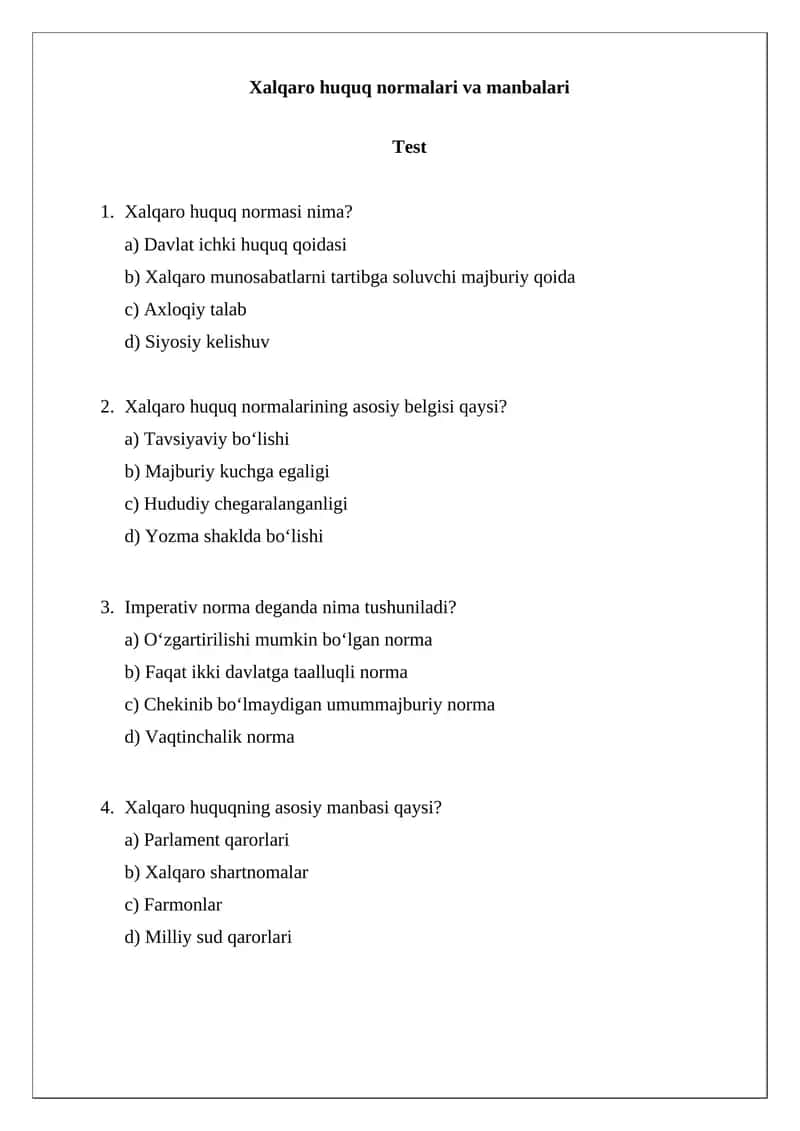Xalqaro huquq normalari va manbalari 1