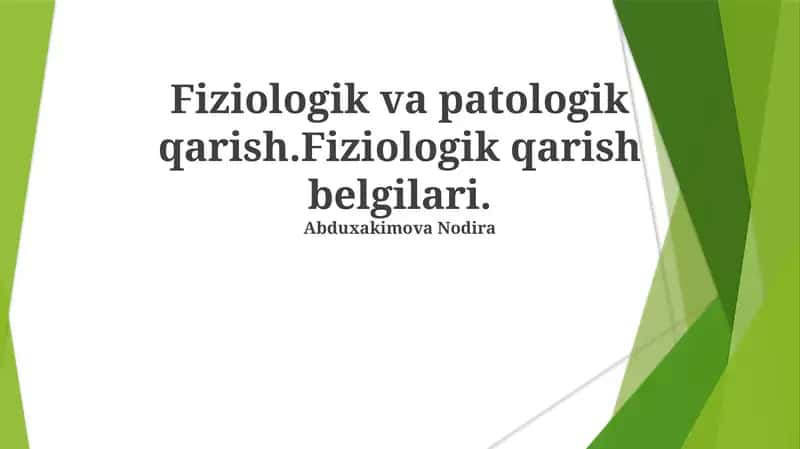 Fiziologik va Patologik Qarish 1