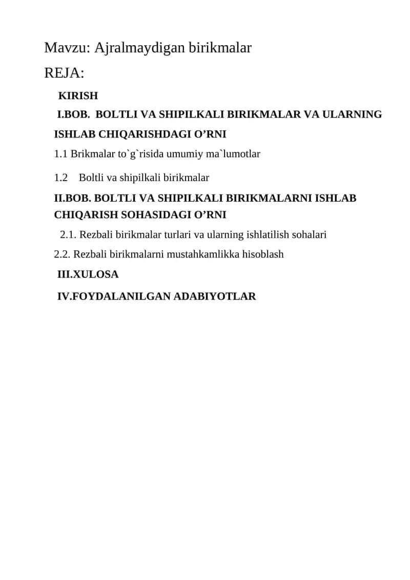 Ajralmaydigan birikmalar 1