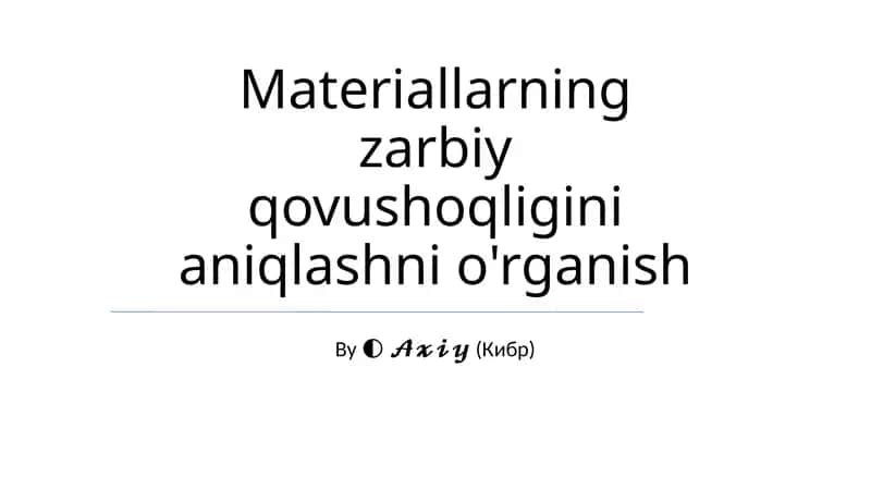 Materiallarning zarbiy qovushoqligini aniqlashni o'rganish 1