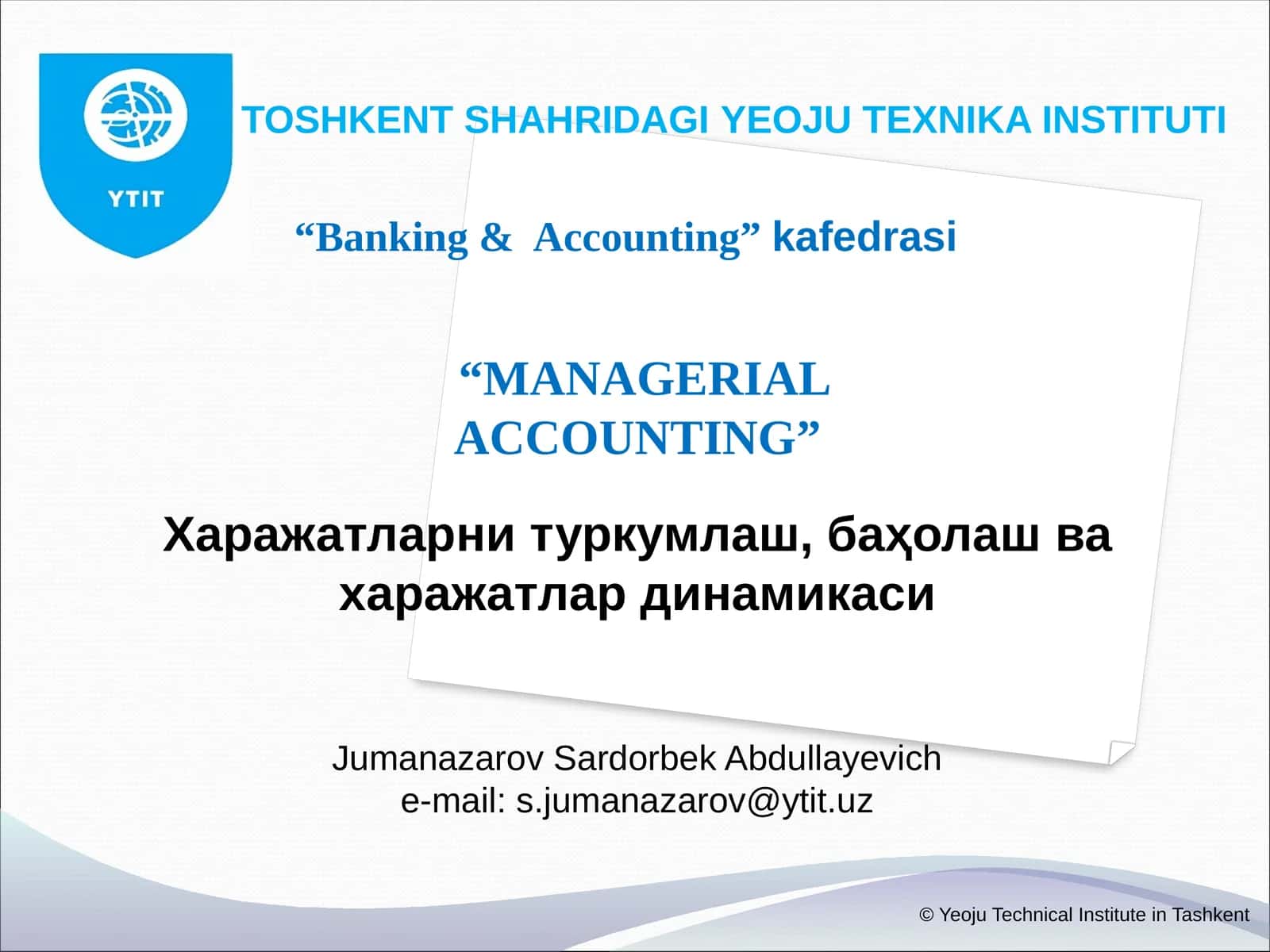"MANAGERIAL ACCOUNTING" 1