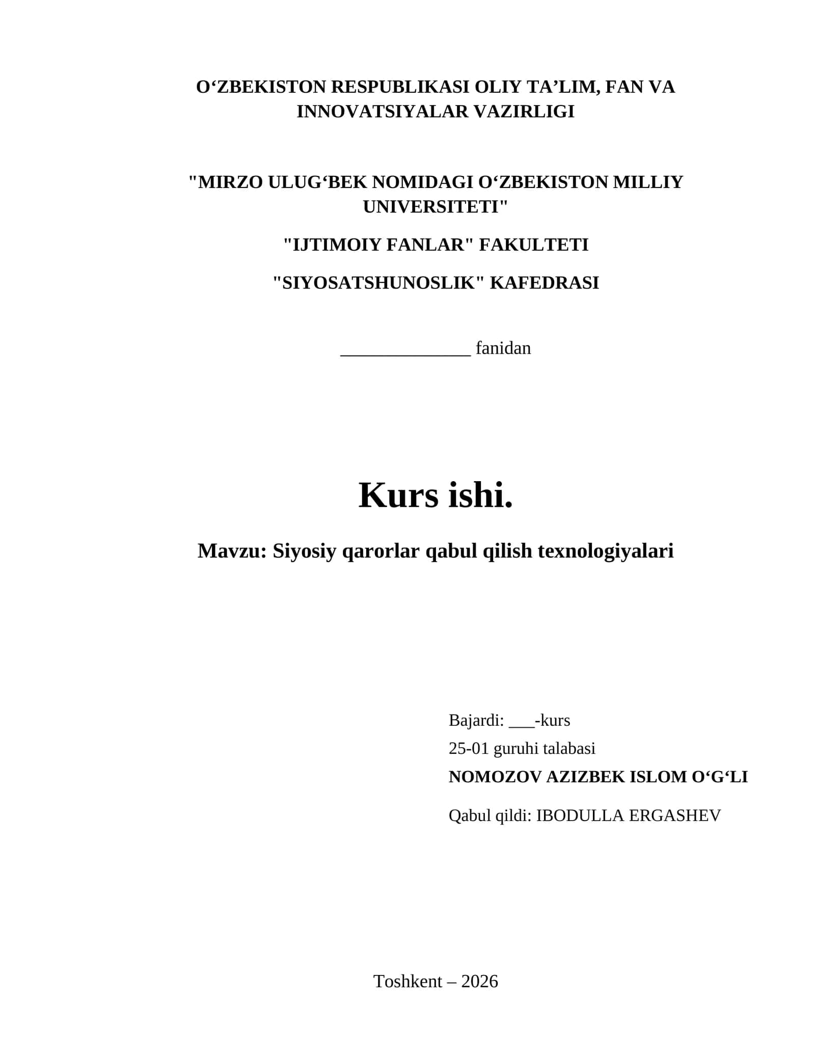 Siyosiy qarorlar qabul qilish texnologiyalari 1