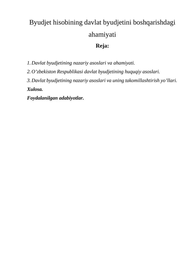 Davlat byudjetining nazariy asoslari va ahamiyati 1