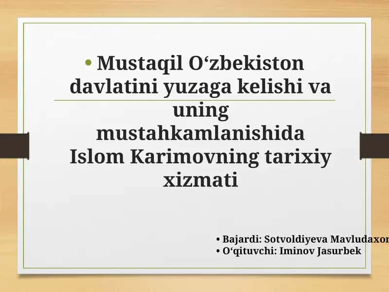 Islom Karimovning tarixiy xizmati 1