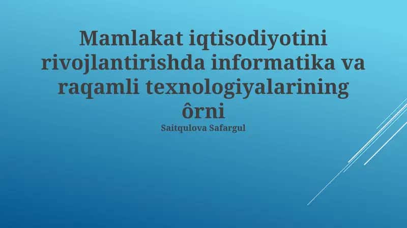 Axborot Kommunikatsiya Texnologiyalari 1