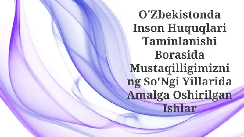 O'Zbekistonda Inson Huquqlari Taminlanishi Borasida Mustaqilligimizning So'Ngi Yillarida Amalga Oshirilgan Ishlar 1
