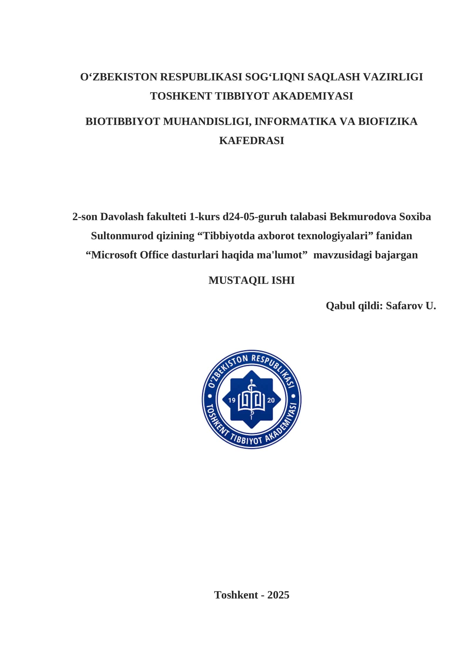Microsoft Office dasturlari haqida ma'lumot 1