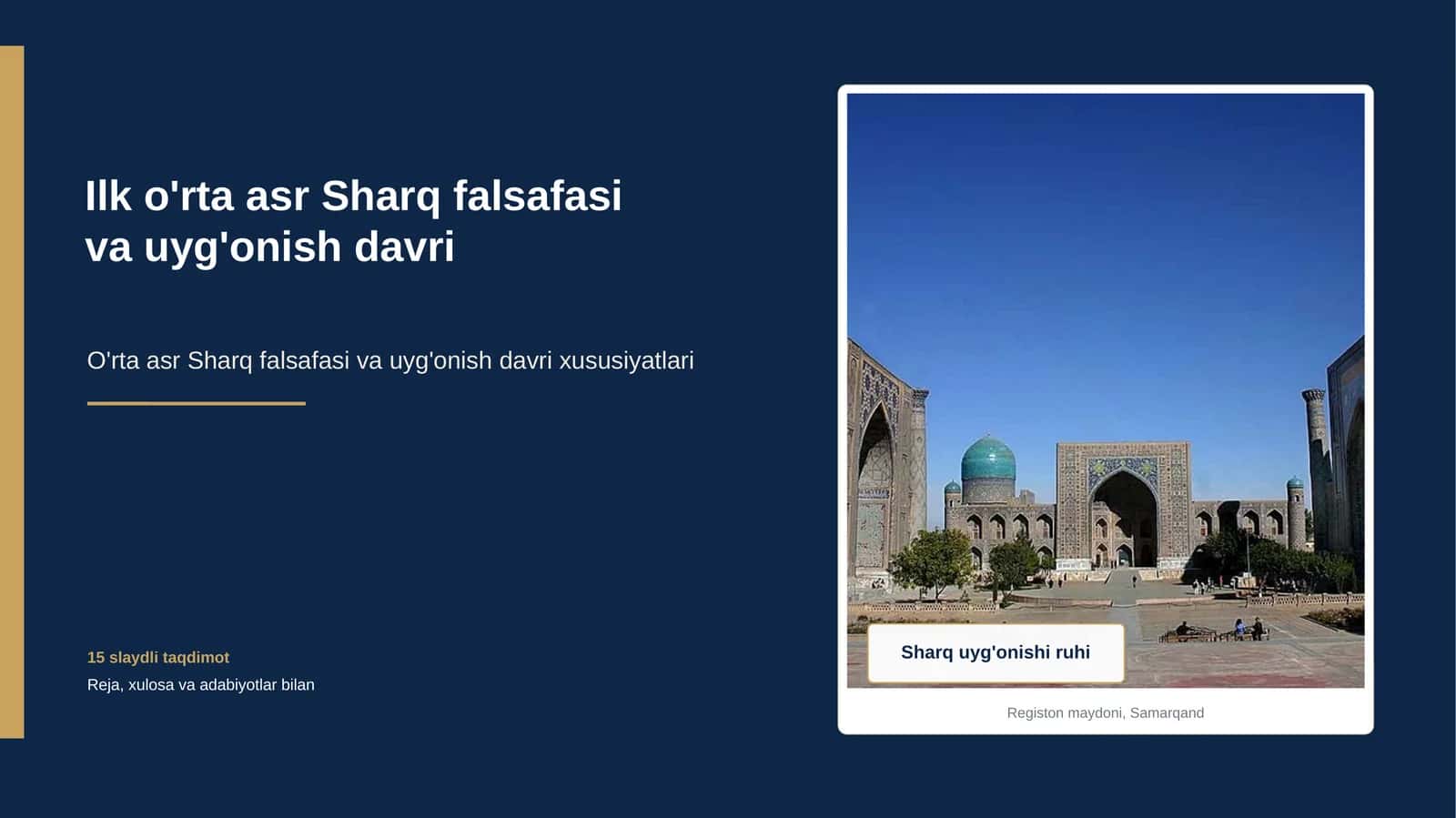 Ilk o'rta asr Sharq falsafasi va uyg'onish davri 1
