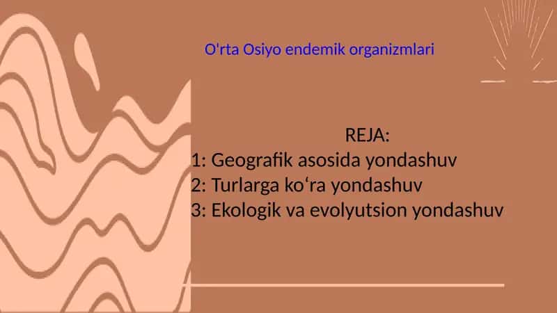 O'rta Osiyo endemik organizmlari 1