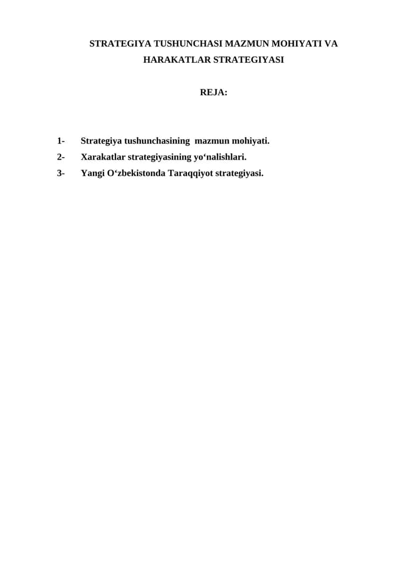 Harakatlar strategiyasi 1