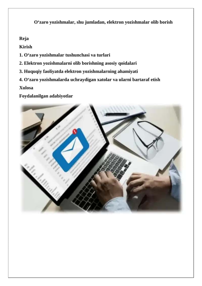 O‘zaro yozishmalar va elektron yozishmalar olib borish 1