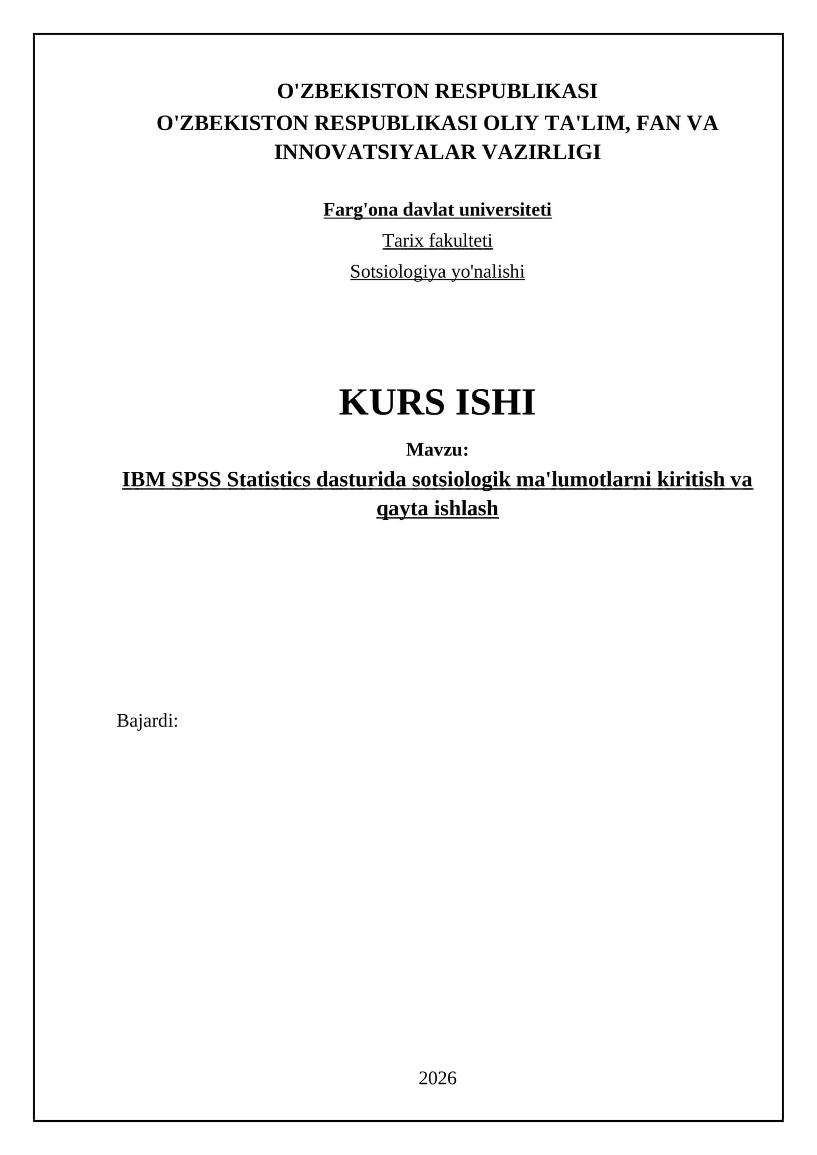 IBM SPSS Statistics'da Sotsiologik Ma'lumotlarni Kiritish va Qayta ishlash 1