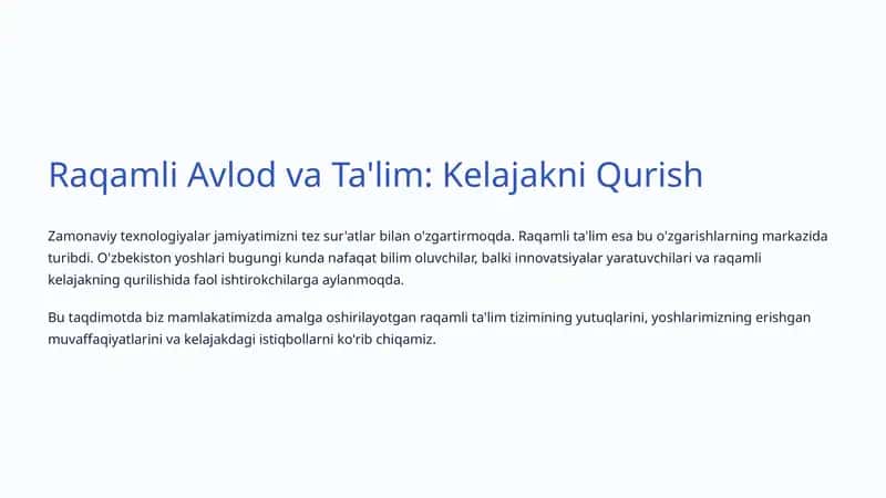 Raqamli Avlod va Ta'lim: Kelajakni Qurish 1