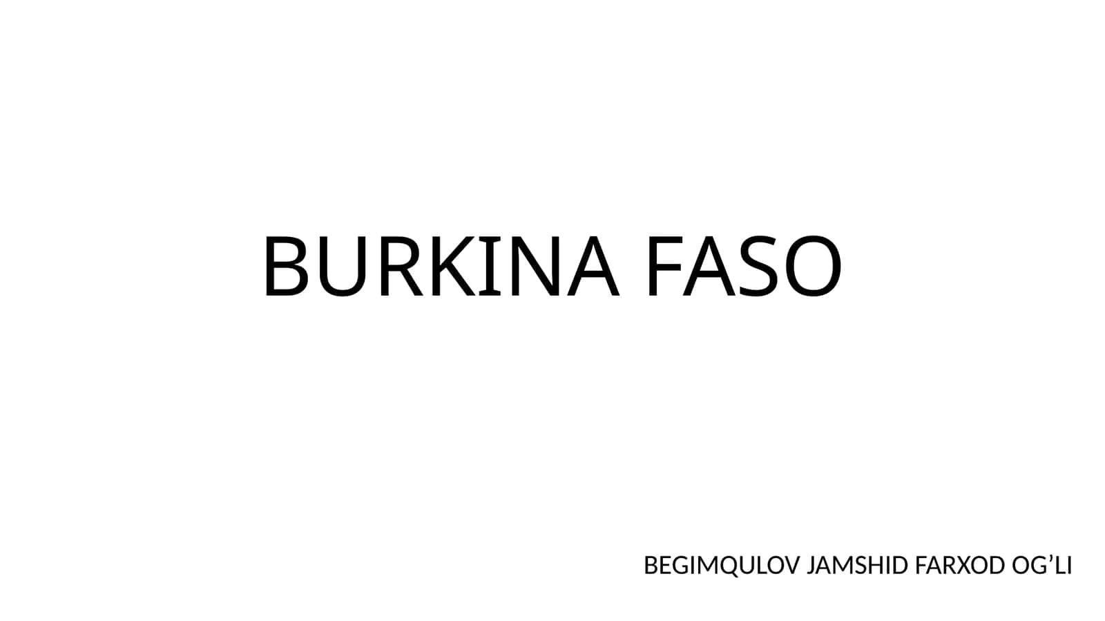 Burkina Faso Iqtisodiyoti 1