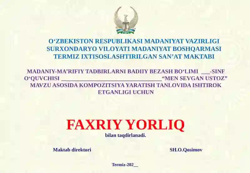 Faxriy yorliq