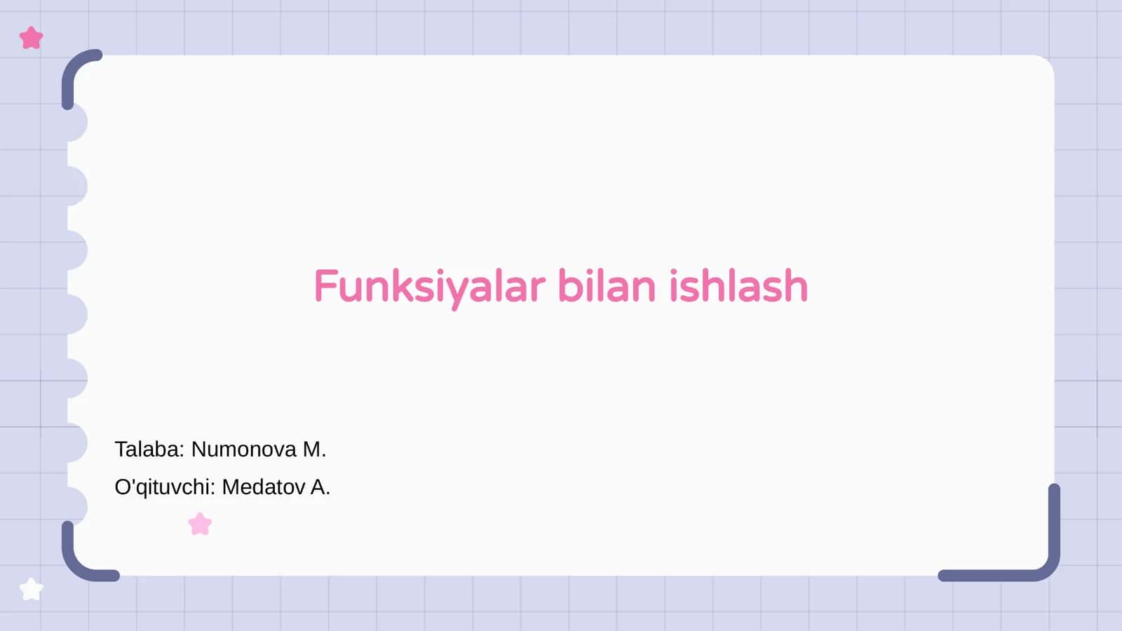 Funksiyalar bilan ishlash 1
