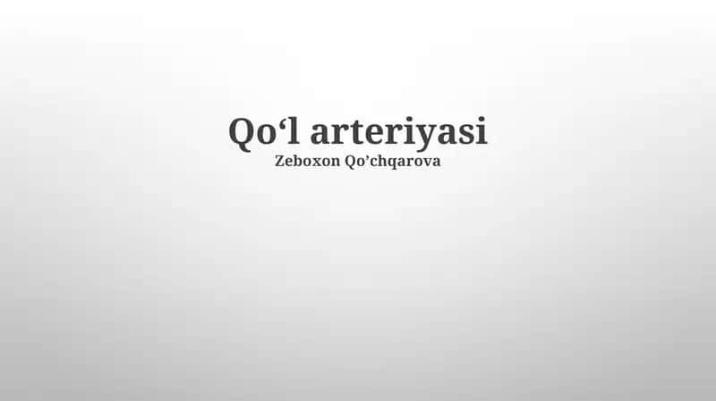 Qoʻl arteriyasi 1