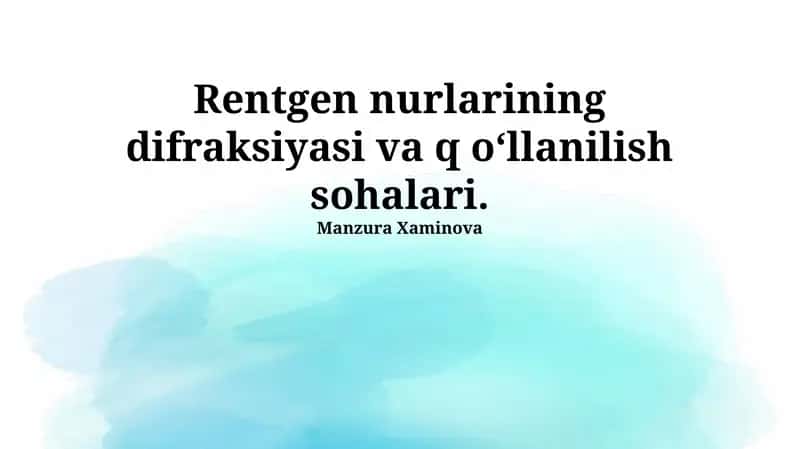 Rentgen Difraksiyasi 1