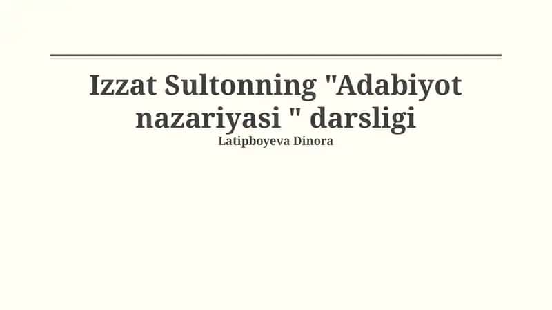 Adabiyot nazariyasi 1