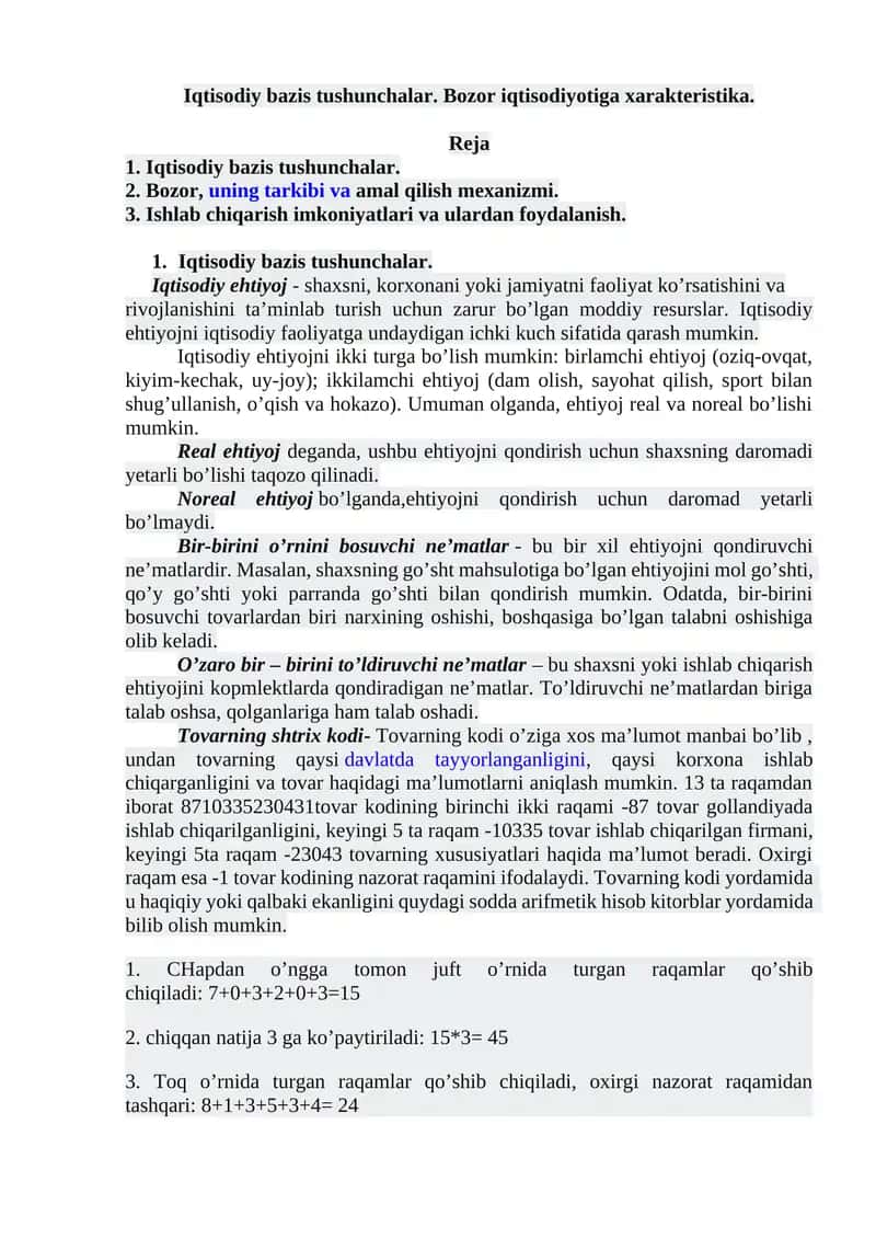 Iqtisodiy bazis tushunchalar 1