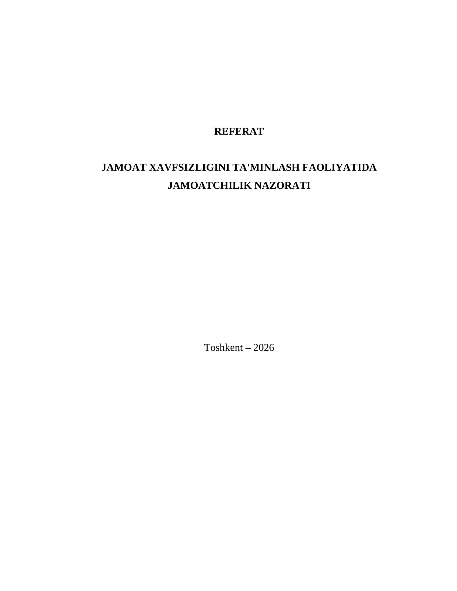 JAMOAT XAVFSIZLIGINI TA'MINLASH FAOLIYATIDA JAMOATCHILIK NAZORATI 1