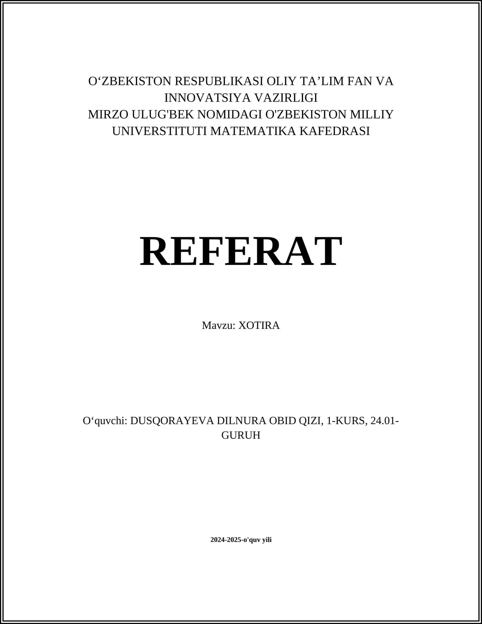 Xotira 1