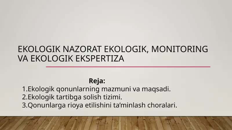 Ekologik qonunlar va ekologik monitoring 1
