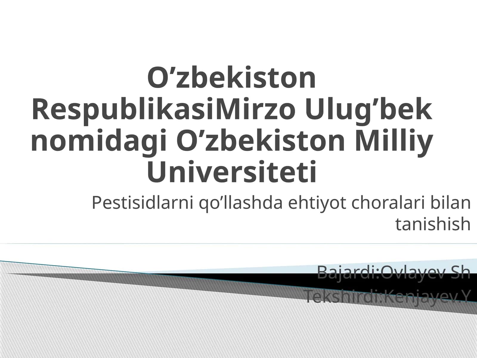Pestitsidlar - inson tomonidan sun’iy yaratilgan kimyoviy birikmalardir 1