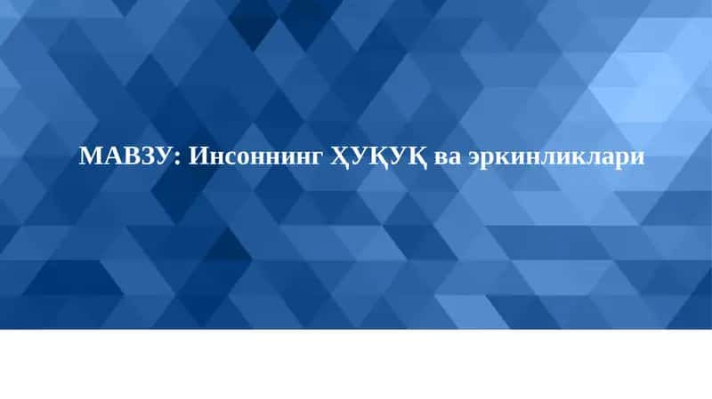 Инсоннинг Ҳуқуқ ва эркинликлари 1