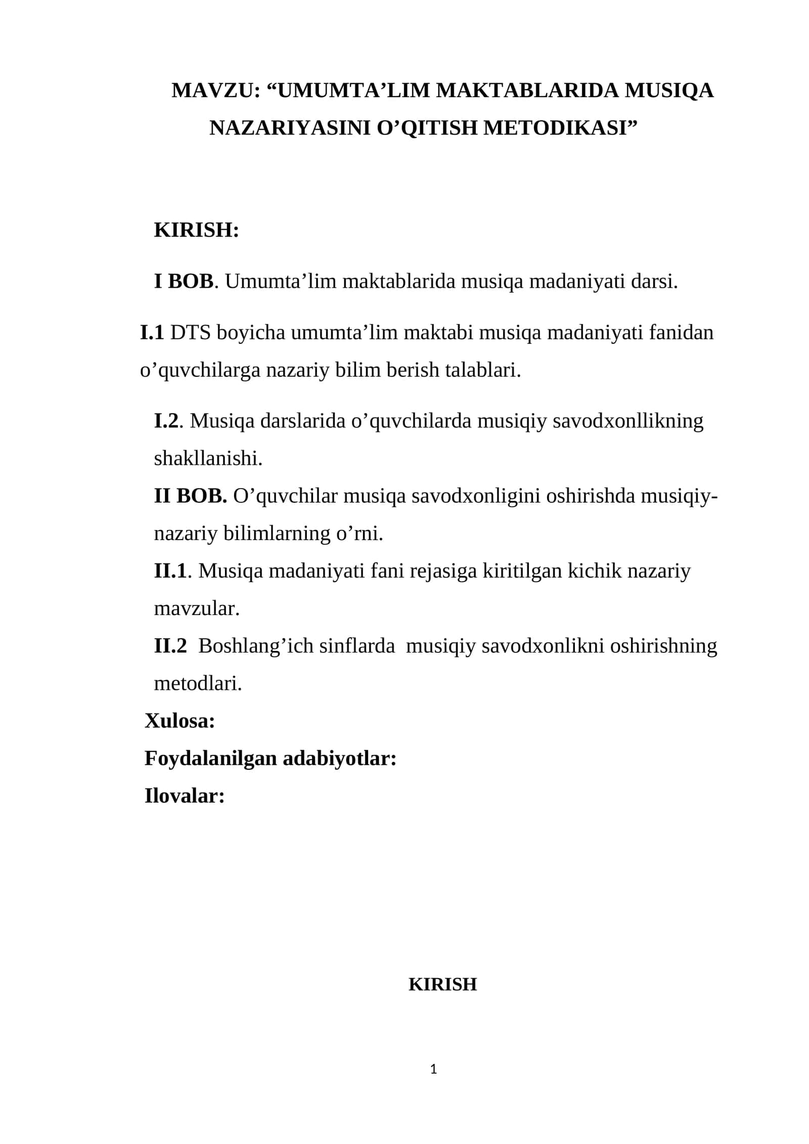 UMUMTA’LIM MAKTABLARIDA MUSIQA NAZARIYASINI O’QITISH METODIKASI 1