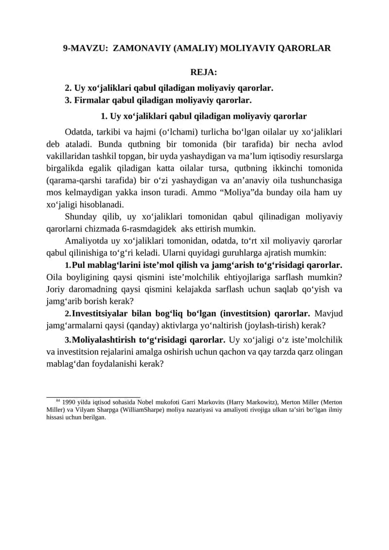 ZAMONAVIY MOLIYAVIY QARORLAR 1
