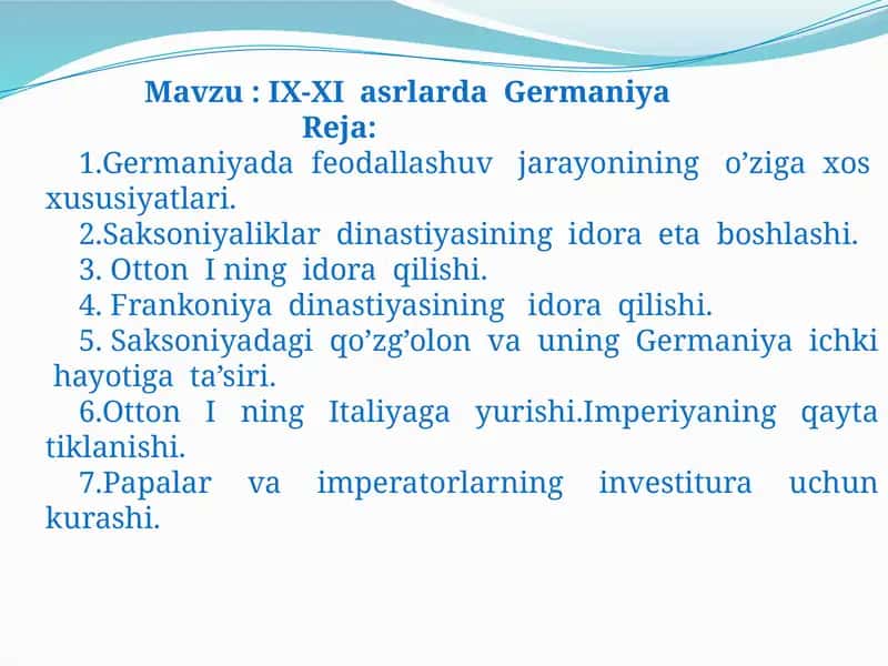 IX-XI asrlarda Germaniya 1