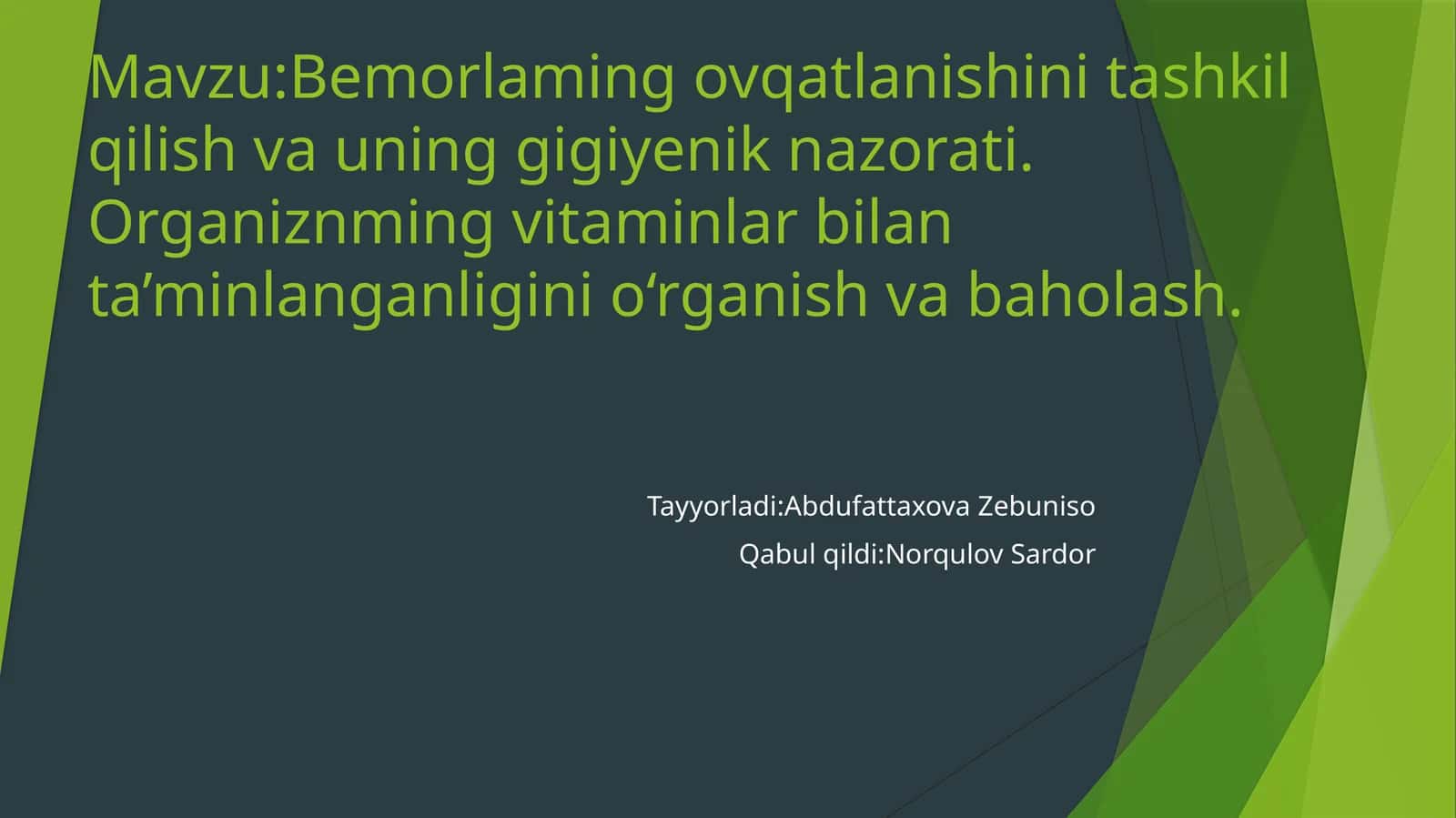 Bemorlarning ovqatlanishi 1
