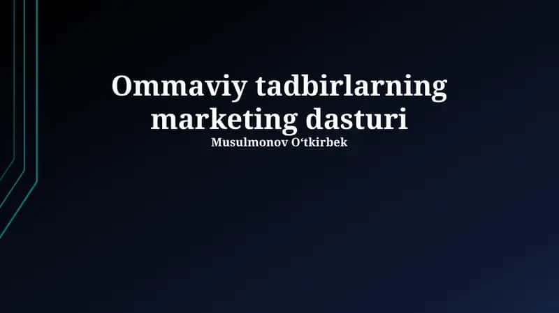 Ommaviy tadbirlarning marketing dasturi 1