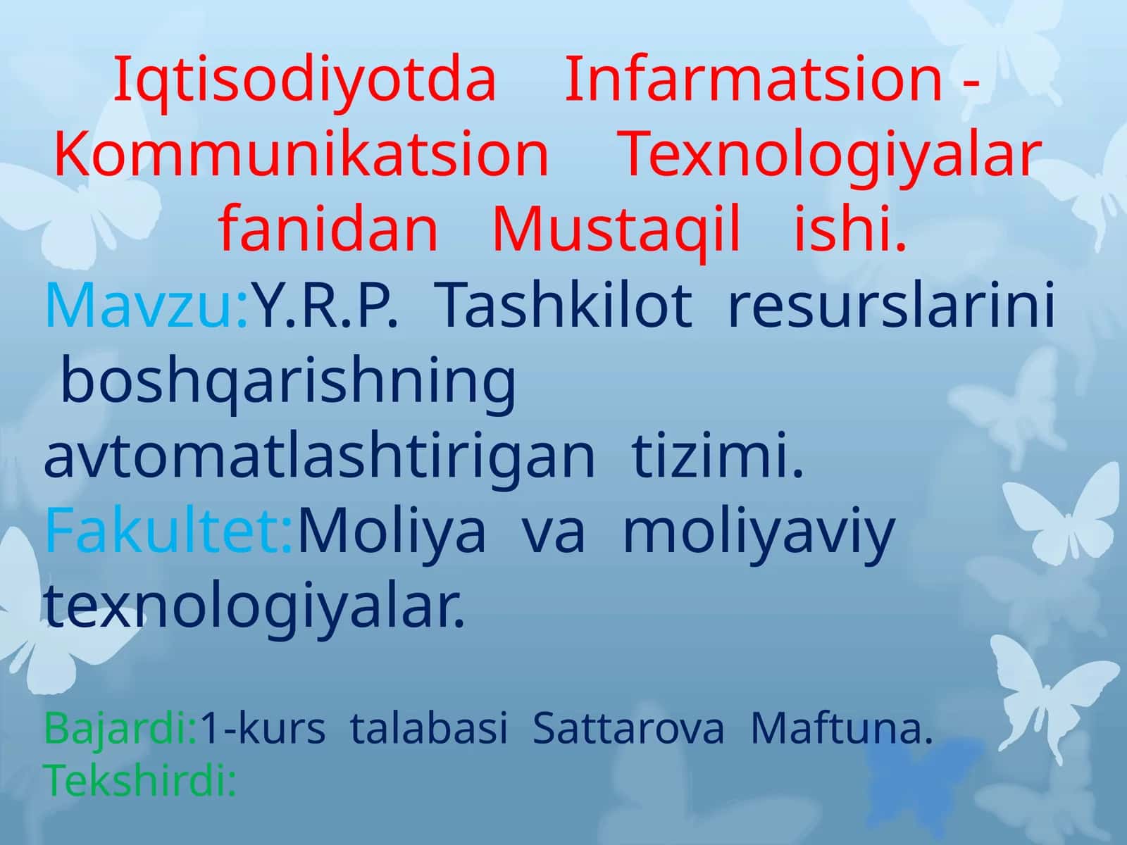 Y.R.P Tashkilotresurslarini boshqarishning avtomatlashtirilgan tizimi 1