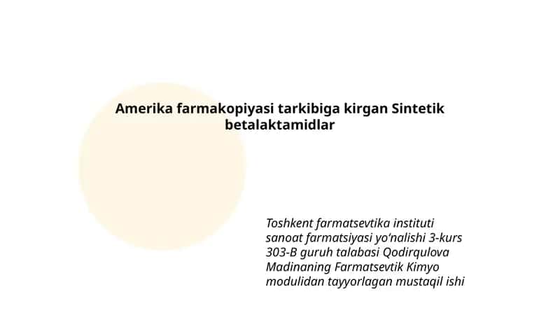 Sintetik betalaktamidlar 1