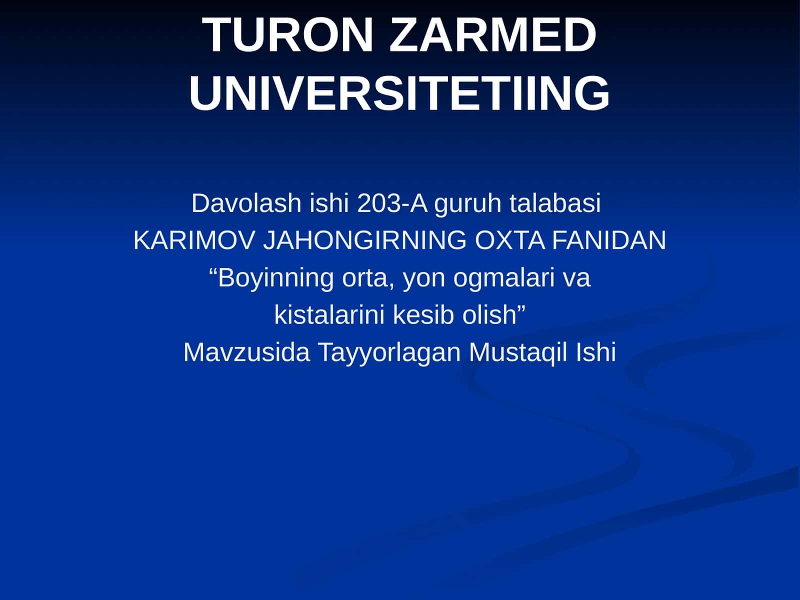 Boyinning orta, yon og'malari va kistalarini kesib olish 1