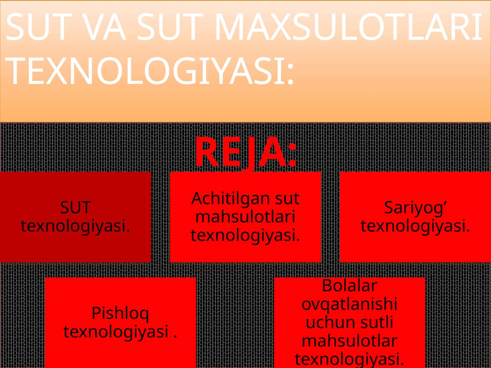 SUT VA SUT MAXSULOTLARI TEXNOLOGIYASI 1