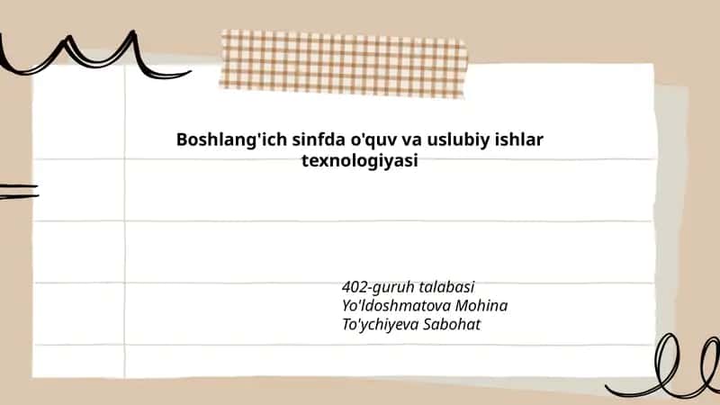 Boshlang'ich sinfda o'quv va uslubiy ishlar texnologiyasi 1