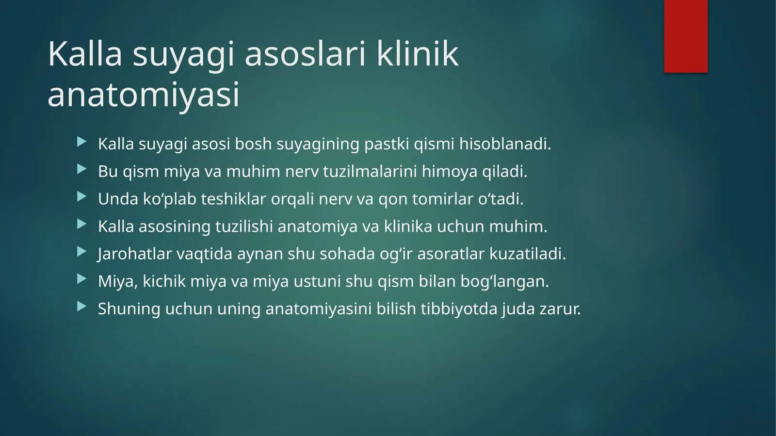 Kalla suyagi asoslari klinik anatomiyasi 1