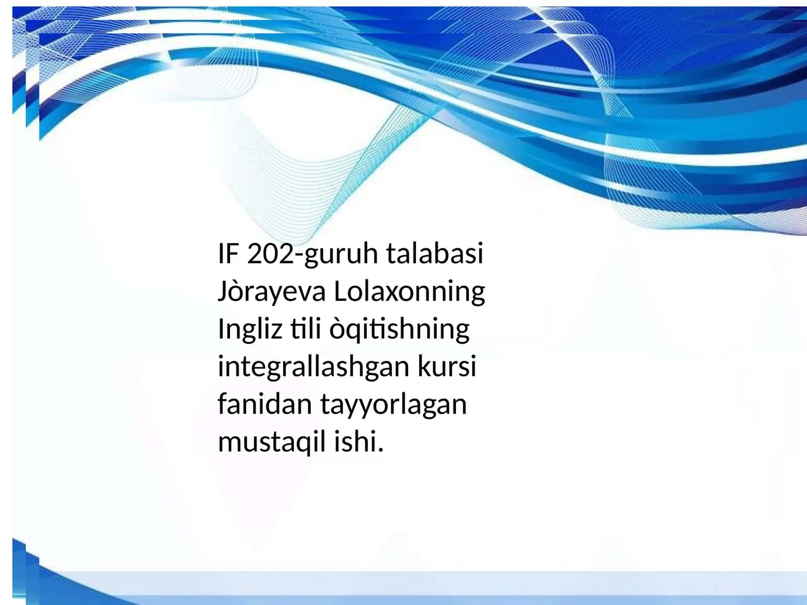 Ingliztiliòqitishningintegrallashgankursifanidantayyorlaganmustaqilishi 1